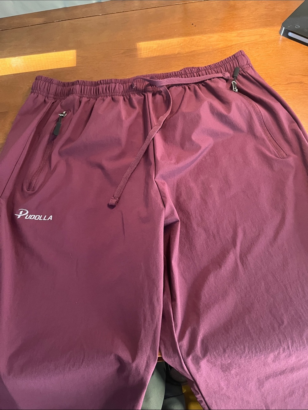 Pudolla Womens cropped Maroon Athletic Pants with Drawstring